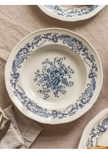 Roomi Desenli, Vintage Seramik Derin Tabak 660 Ml 202452399 Beyaz