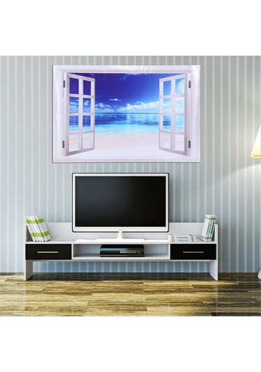 Reedark 3d Deniz Manzaralı Pvc Duvar Sticker, Su Geçirmez Dekoratif Pencere Deseni, 2 Adet Paket 38x58.2 Cm Diğer