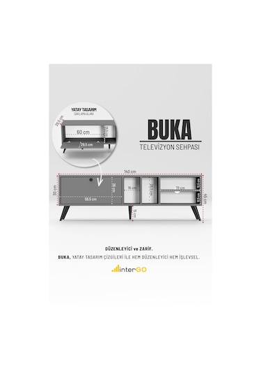 Buka Tv Sehpası, Tv Standı, Televizyon Ünitesi Antrasit