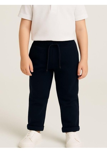 Çocuk Beli Lastikli Jogger Eşofman Alt-16089 Lacivert