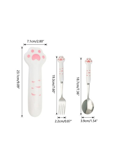 Fortunelane Stainless Steel Çelik Konforlu Kaşık-çatal Seti, Taşınabilir Kılıf İle, Isıya Dayanıklı, Yetişkin Ve Çocuklar İçin, Pembe