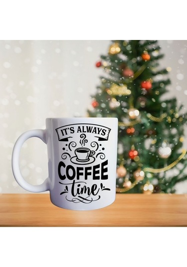 Hayat Kahveyle Daha Güzel Porselen Kupa 605 Beyaz