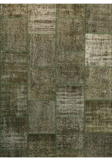 Patchwork El Dokuma Antik Anadolu Halısı Forest Haki
