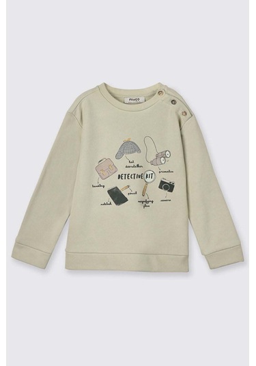 Panço Baskılı Yeşil Erkek Çocuk Sweatshirt 2521bb08001 Yeşil