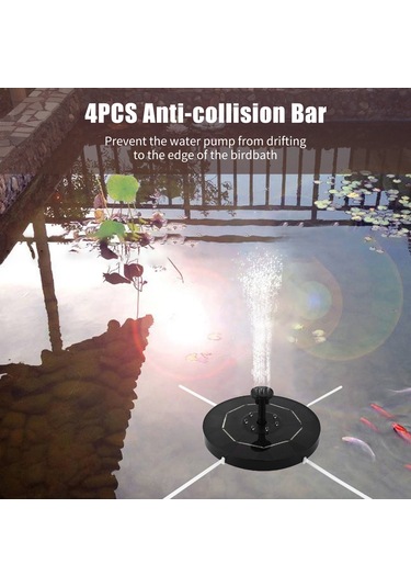 Hfambition 3.5w Güneş Enerjili Renkli Fontan, 1800mah Batarya, 6 Fiş, 4 Çarpışma Önleyici Çubuk, Ip68 Su Geçirmez