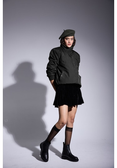 Freemen Kadın Siyah Astarlı Dik Yaka Mevsimlik Su Ve Rüzgar Geçirmez Mont Siyah