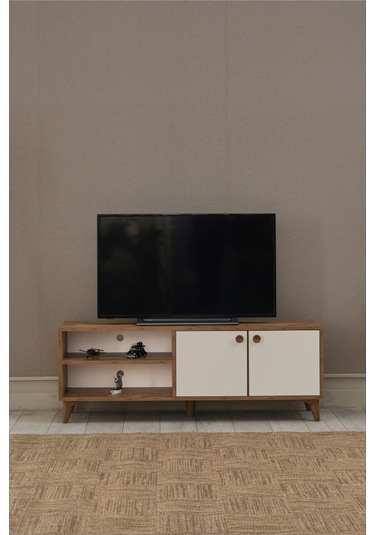 Tv Sehpası Kapaklı 140x40x35 Cm Beyaz - Atlantik Çam