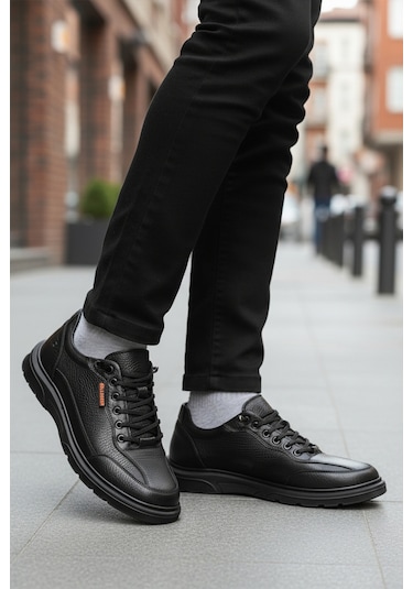 Bulldozer Siyah Ortopedik Hakiki Deri Masaj Etkili Erkek Casual Ayakkabı Çok Renkli