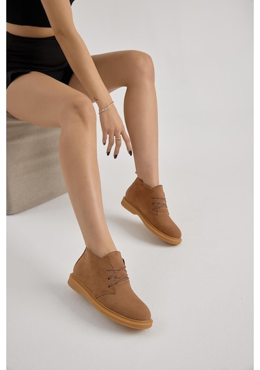 Termo Taban Bağcıklı Kadın Taba Süet Günlük Bot Tbmhh025 Taba Süet