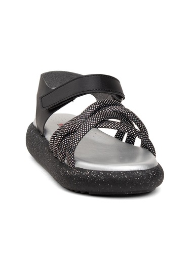 Minican Şa F 006 Filet Kız Çocuk Düz Sandalet Siyah Siyah