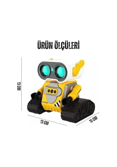 Kumandalı Ve El Sensörlü Sesli Müzikli Işıklı Premium İnteraktif Wall-e Robot Oyuncak 13x13x10 Cm