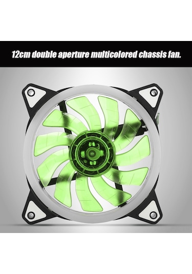 Kangvka 120mm 12v Dc Çift Açıklı Bilgisayar Kasası Fanı - Ultra Sessiz Hidrolik Yataklı, 4pin+3pin Arayüzlü Yeşil