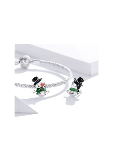 S925 Ayar Gümüş Kardan Adam Boncuk Dıy Bilezik Kolye Aksesuarları Çok Renkli