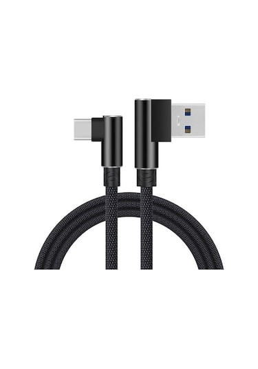 Siyah 90 Derece Naylon Usb Kablosu İos Uyumlu X 6 6 S 7 8 Ipad İçin Hızlı Şarj Kablosu Usb Şarj Aleti Kablosu L Tipi Veri Kablosu 2m Micro Usb