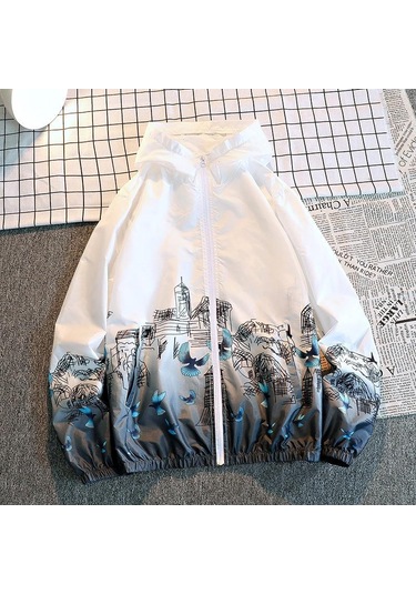 Gri Maıta Moda Yaz Ince Güneş Koruyucu Ceket Erkekler Ve Kadınlar Trend Baskı Degrade Rahat Ceket Gri Gri Maıta Moda Yaz Ince Güneş Koruyucu Ceket Erkekler Ve Kadınlar Trend Baskı Degrade Rahat Ceket Gri