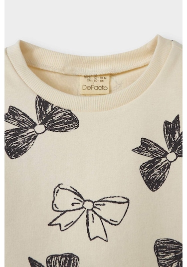 Defacto Kız Bebek 2li Takım Fiyonk Desenli Sweatshirt İspanyol Paça Tayt F0508a525auer99 Ekru Defacto Kız Bebek 2li Takım Fiyonk Desenli Sweatshirt İspanyol Paça Tayt F0508a525auer99 Ekru