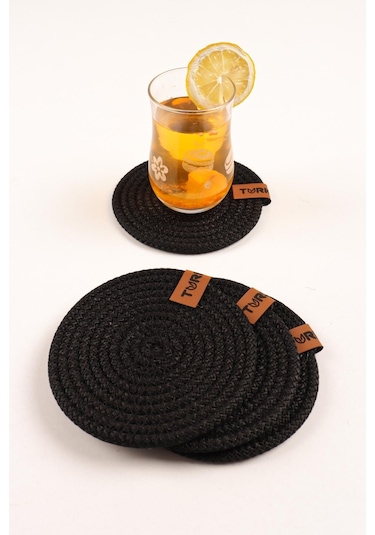 Dekoratif Salyangoz Jüt Dokuma Bardak Altlığı, 4 'lü Bardak Altlığı 001