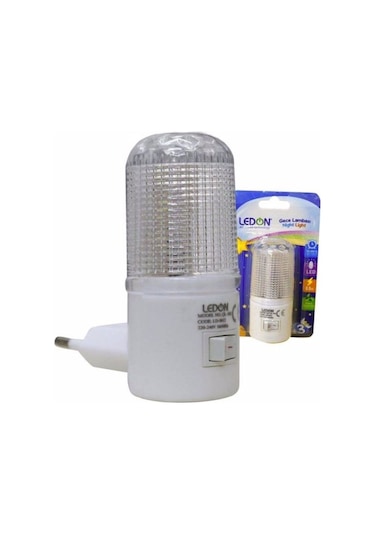 Ledon Mini Led Fişli Anahtarlı Gece Lambası Beyaz Işık Beyaz