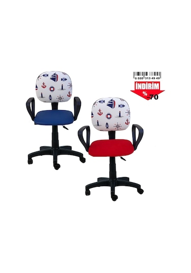 Depolife Çalışma Sandalyesi Ofis Büro Sekreter Koltuk Gemici Çapalı Kumaş
