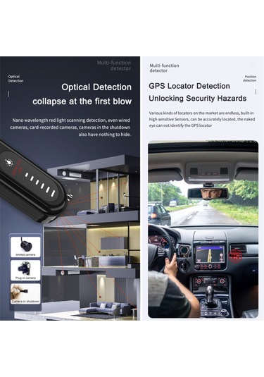 Geeroyoo Taşınabilir Gizli Kamera Dedektörü Gps/wıfı Sinyal Bulucu 6 Seviye Hassasiyet Ev Seyahat Araç Casus Tarayıcı