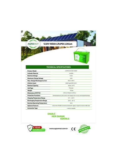 Agromot 12.8v 100ah Lityum Akü