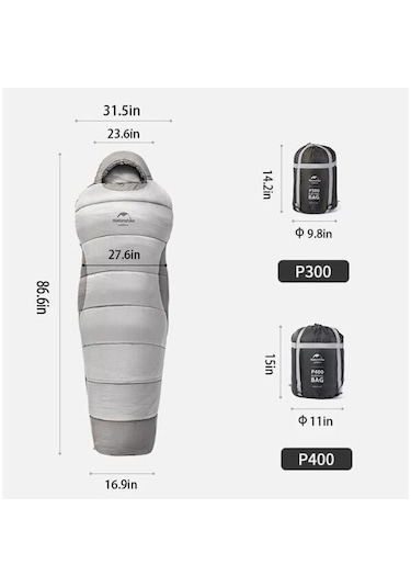 Naturehike P300 Penguın Uyku Tulumu -4 Derece Gri