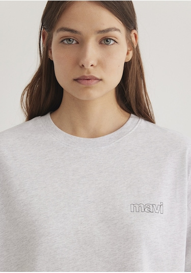 Mavi - Mavi Logo Baskılı Gri Tişört 1611309-85438 Gri