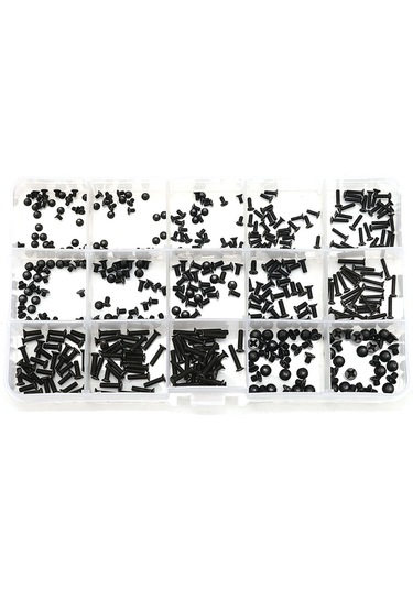 Suofeng 15 Farklı Boyutlu 300 Adet Siyah Km Vida Seti - Ev Ve İşyeri Tamiri İçin Kutu Paketli Metal Vidalardan Oluşur