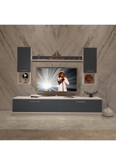 Decoraktiv Eko 5dab Mdf Std Tv Ünitesi Tv Sehpası Beyaz - Antrasit