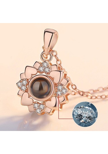 Ehediye Chavin 100 Dilde Seni Seviyorum Projeksiyon Kalp Kolye Ed07Rs Gümüş