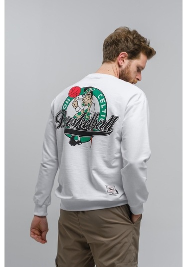 Celtics Önü Ve Arkası Baskılı Düşük Omuz Unisex Bisiklet Yaka Swe