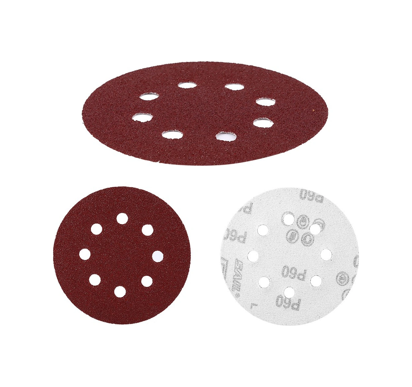 Konesam Alüminyum Oksit 125mm 8 Delikli Disk Zımpara Kağıdı 60 - Kırmızı, 10 Adet/paket - Ahşap, Metal Ve Otomobil Cila İçin Dayanıklı Ve Verimli