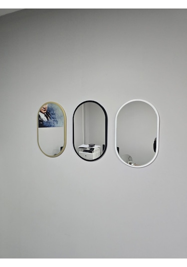 Çerçeveli Ayna, Duvar Aynası, Masa Aynası, Minyatür 40x25 Cm 25 X 40 Beyaz