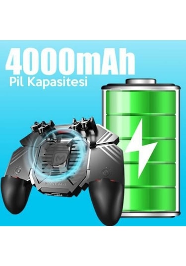 Polham 4000mah Powerbankli Telefon Soğutuculu Fanlı Oyun Kolu, Pubg Ateş Tuşlu Soğutuculu Oyun Kolu