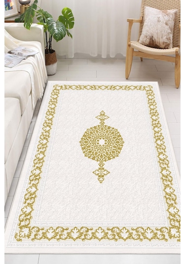 Modern Makinede Yıkanabilir Kaydırmaz Leke Tutmaz Salon Halı Oturma Odası Halı Mutfak Halı Ve Yolluk Altın