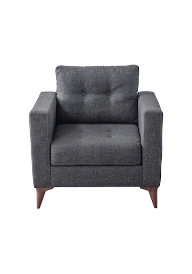 Eymense Kraft Antrasit Minderli Tekli Koltuk Berjer Antrasit