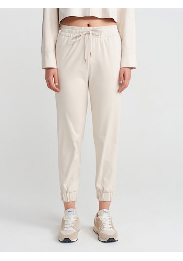 Dilvin 71594 Manşetli Jogger Süet Pantolon Bej