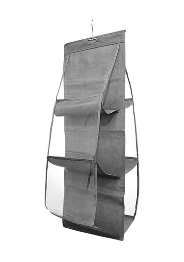 Gri 6 Cep Asılı Çanta Şeffaf Saklama Çantası Temizle Ev Organizatör Dolap Dolap Muhtelif Ayakkabı Çantası Askı Kılıfı İle