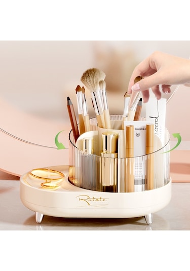 Cbtx 8374 Masaüstü Makyaj Fırçası Varil Kalemlik Kozmetik Dönebilen Saklama Kutusu