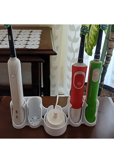 Willowhaven Beyaz Diş Fırçası Askısı 4lü Set Şarj İstasyonlu Delmeksiz Duvar Askısı Beyaz