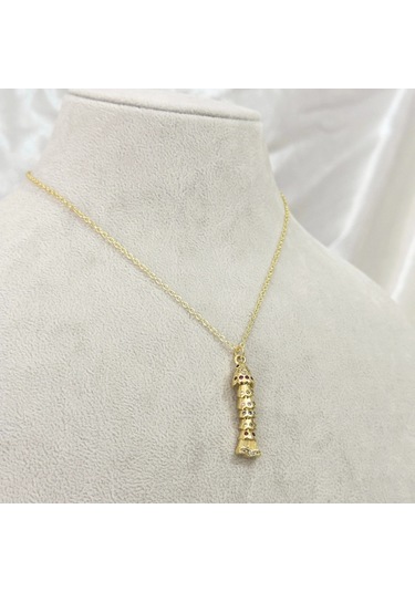 Renkli Taşlı Hareketli Balık Kolye Gold Gold