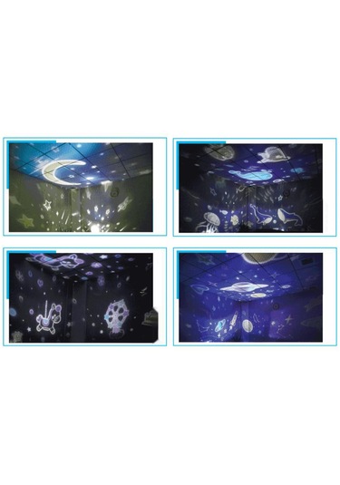 Homyl Yıldızlı Gece Işığı Projektörü 8 Renk Değiştirme Siyah Çok Renkli