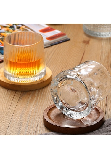 Xurunkeji 10 Adet Şarap Bardakları Masa Altlıkları Şarap Bardakları Döndürme Cam Bardak Altlığı Şarap Altlığı Çay Fincanı Altlığı Bardak Altlığı Ceviz Ceviz