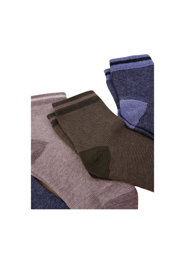 Erkek Çocuk Çorap Soket 4 Çift Siyah-lacivert-kahve-yeşil-1884 ÇoK Renkli