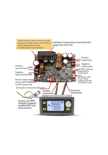 Samdoo "1200w Cnc Ayarlanabilir Dc Güç Kaynağı - 60v/20a Sabit Voltaj & Akım, Wifi Kontrol, Lcd Ekran"