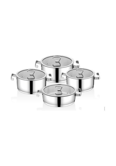 Oms Silindir 8 Parça Paslanmaz Çelik Tencere Seti 1141