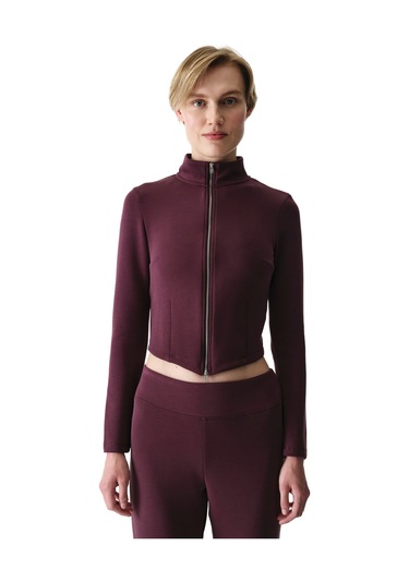 Penti Bordo Fermuarlı Bisiklet Yaka Modal Sweatshirt