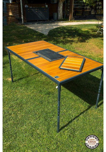 Katlanır Model Mangallı Masa Ahşap