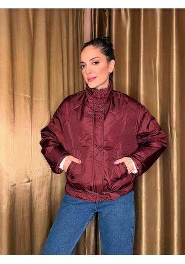Ali Butik Bordo Kapitone Altı Bağlamalı Mont Bordo