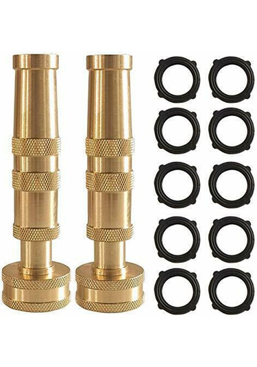 Lemestar 2 Adet Kaliteli Bakır Bahçe Hortumu İçin Ayar可调扭水 Nozzle, 3/4" Standart Uyumlu, 10 Adet Kauçuk Washer Dahil